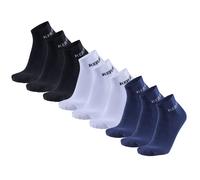 REPLAY Unisex Quarter Socken, 9er Pack - Kurzsocken, Baumwolle, Logo, einfarbig Schwarz/Weiß/Dunkelblau 43-46