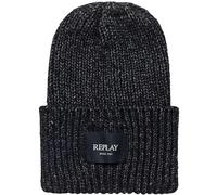 Replay Unisex Strickmütze mit Logo-Badge, Washed Black 0097 (Schwarz), Einheitsgröße