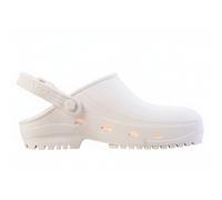 REPOSA MAX Clogs, Hygieneclogs, natürliches antistatisches Polymer, latexfrei, bequem, leicht, geschlossenes Obermaterial, Seitenlöcher, anatomische Sohle, SRC-Sohle,Weiß,45 EU