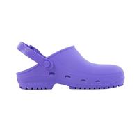 REPOSA MAX Clogs, Hygieneclogs, natürliches antistatisches Polymer, latexfrei, bequem, leicht, geschlossenes Obermaterial, Seitenlöcher, anatomische Sohle, SRC-Sohle,Violett,38 EU