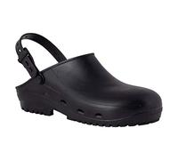 REPOSA Safe-Sanitär-Clogs, professioneller Sockel mit Zehenkappe aus Stahl und Rutschfester Gummisohle SRC, sterilisiert aus Autoklav, Verstellbarer Schnürsenkel, Anatomisch, Schwarz, 45 EU