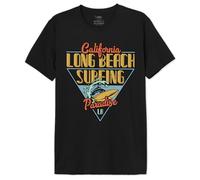 Republic Of California Long Beach Surfing MEREPCZTS115 Herren-T-Shirt, Schwarz, Größe L, Schwarz, L