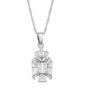 Republik Serbien Adler Anhänger Srbija Serbische Anhänger Halsketten Frauen Landkarte Frauen Mädchen Schmuck Karte Der Karte Flagge Anhänger/Textur 3D Mode Karte Mode Halskette Geschenke,Silber F