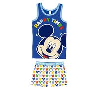 REQUETEGUAY Mickey Mouse Schlafanzug für Kinder | Disney-Schlafanzug | Mickey Mouse T-Shirt und kurze Hose | Mickey Mouse Pyjama für den Sommer, blau, 2 Jahre