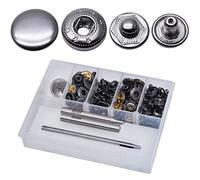 RERI Anorak Druckknöpfe und Werkzeug Kupfer Druckknöpfe Φ15mm, 12Stück Swarchz Kleidung Druckknopf mit Befestigungswerkzeug für Lederhandwerksjacke Handtasche