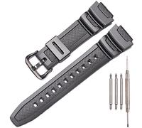 Resin Armband Kompatibel mit Casio AE-1300 AE-1200 F-108 W-216H AE-1000w SGW-300H AQ-S800W W-800H Herrenuhrband Sport Wasserdichtes Silikon Ersatz Armband (AE12 BlackB)