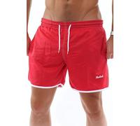 Reslad Badehose Herren Schnelltrocknend - Männer Badeshorts mit Mesh-Futter Kurze Shorts für Strand & Surfer I Ideal als Schwimmhose & Badehosen RS-5020 Rot 2XL