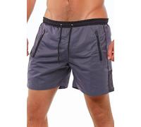 Reslad Badehose Herren Schnelltrocknend - Männer Badeshorts mit Reißverschluss Taschen Kurze Shorts für Strand & Surfer I Ideal als Schwimmhose & Badehosen RS-5015 Anthrazit-Schwarz L