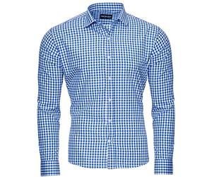 Reslad Hemd Herren Slim Fit Freizeithemden Hemden Langarm Hemd Trachtenhemden für Männer Jungen RS-7007 Blau XL