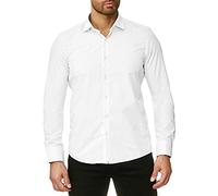 Reslad Herren Hemd Slim Fit Bügelfrei Freizeithemd Herrenhemd Hochzeit Männer Hemden Anzug Uni Langarm Neu RS-7002 Weiß XL