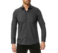 Reslad Herren Hemd Slim Fit Bügelleicht Freizeithemd Businesshemd Hochzeit Hemden Anzug Uni Einfarbige Männerhemden RS-7002