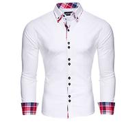 Reslad Herren Hemd Slim Fit Bügelleicht Ideal für Anzug, Business, Hochzeit | Freizeithemd Langarm Männer-Hemden RS-7015 Weiß L