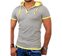 Reslad Herren Kapuzen T-Shirt San Diego RS-5033 Grau-Gelb M