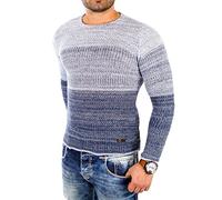 Reslad Herren Pullover Strickpullover Männer Feinstrick Rundhals Ausschnitt Pulli Sweatshirt Pullis RS-3106 Indigo blau XXL