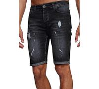 Reslad Jeans Shorts Herren Kurze Hosen Sommer l Used Look Destroyed Männer Denim Jeansshorts l Bermuda Capri Hose Regular Fit RS-2086 Schwarz W30