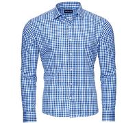 Reslad Kariertes Hemd-Herren Slim Fit Bügelfreies Freizeithemd Trachtenhemd Karo-Hemd RS-7007