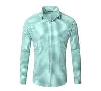 Reslad Kariertes Hemd-Herren Slim Fit Freizeithemd Trachtenhemd Karo-Hemd RS-7007 Grün 2XL