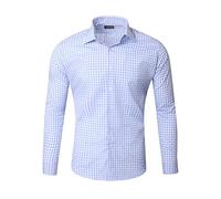 Reslad Kariertes Hemd-Herren Slim Fit Freizeithemd Trachtenhemd Karo RS-7007 Hellblau XL