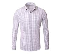 Reslad Kariertes Slim Fit Freizeithemd - Herren Trachtenhemd Karo-Hemd RS-7007 Grau M