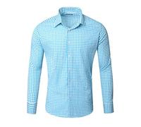 Reslad Kariertes Slim Fit Freizeithemd - Herren Trachtenhemd Karo-Hemd RS-7007 Türkis L