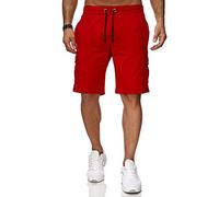 Reslad Kurze Hose Herren Cargo Bermuda Shorts Jogginghose Sport-Hose RS-5069 (M, Rot)