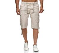 Reslad Leinen Cargo Shorts Männer Strandhose Herren Leinenhose 3/4 Hose Freizeit Kurze Hosen Sommer Bermudas RS-3001 Beige 2XL