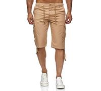 Reslad Leinen Cargo Shorts Männer Strandhose Herren Leinenhose 3/4 Hose Freizeit Kurze Hosen Sommer Bermudas RS-3001 Camel M