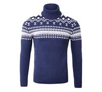 Reslad Rollkragenpullover Herren Pullover Rolli Grobstrick Norweger Rollkragenpulli Männer Winterpullover RS-3014 Blau 2XL