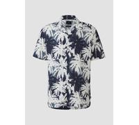 Q/S designed by - Resort Fit: Hemd mit All-over-Print blau/weiß - Gr. - XXL