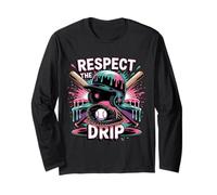 Respect The Drip Baseball Ice Cream Drip Helm Schläger Jungen Langarmshirt