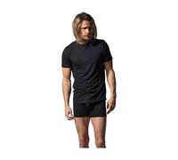 Resteröds T-Shirt aus Bambus und ökologischer Baumwolle für Herren, lang, Rundhals, halbarm Shirts für Männer im 2er Pack, schwarz, L