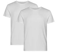 Resteröds T-Shirt aus Bambus und ökologischer Baumwolle für Herren, lang, Rundhals, halbarm Shirts für Männer im 2er Pack, weiß, L