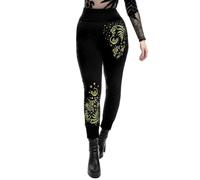 Restyle Clothing - Herbal - Gothic Lounge bequeme schwarze Jogginghose mit Stickerei, Schwarz , S