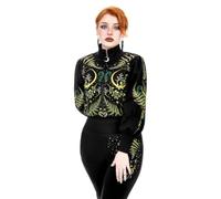 Restyle Herbal Cropped Sweatshirt Gothic Botanical Zip-Up Top High Collar Jacke, Schwarz, 3XL