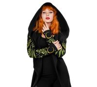 Restyle Herbal Gothic Damen Kapuzenpulli Okkulte Emo Dunkle Mode Schwarze Lange Jacke aus Baumwolle mit übergroßer Kapuze (as3, Alpha, xx_l, Regular, Regular)