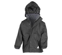 Result Genuine Recycled Kinder Junior Regenjacke Winterjacke Fleece gefüttert Schwarz/Grau L (9-10 Jahre)