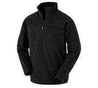 Result Genuine Recycled Recycelter Fleecepullover Troyer Unisex Damen / Herren Schwarz L