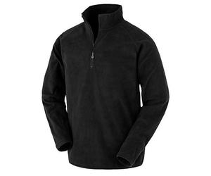 Result Genuine Recycled Recycelter Fleecepullover Troyer Unisex Damen / Herren Schwarz S