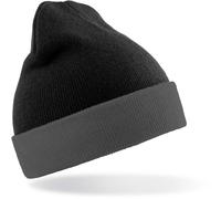 RT930 Result Strickmütze mit breitem Umschlag in Kontrastfarben Black One Size