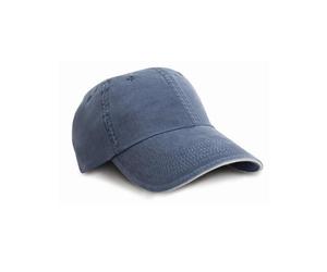 Result Headwear - Washed Fine Line Cotton Cap With Sandwich Peak Navy - Gr. - One Size