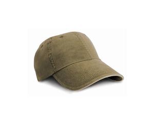 Result Headwear - Washed Fine Line Cotton Cap With Sandwich Peak Olive Green - Gr. - One Size