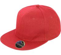 Result Headwear Bronx Original Flat Peak Snap Back Cap - Red - ONE SIZE