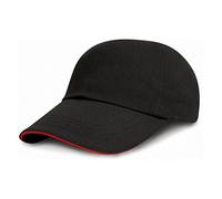 Result Unisex Rc24p Low Profile Heavy Brushed Cotton Cap with Sandwich Peak Einheitsgröße Capblack/red