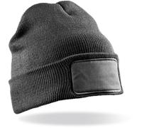 Result Strickmütze Winter Essentials, doppelt gestrickt Baumwoll-Twill-Patch Grau Einheitsgröße