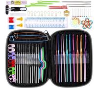 Retoo Häkelnadeln Set 100 Stück, Häkeln Set 100pcs, Stricknadeln Zubehöre in verschiedenen Größen und Tasche, Bunte Ergonomische Stricken und Nadeln, Häkelhaken, Haushalt Werkzeug