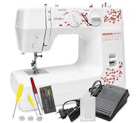 Retoo Nähmaschine 10 kostenlose Zubehörteile, 4 Geschwindigkeitsstufen 48 Stichen Nähen, Einfach zu Bedienen Zubehör-Set Beleuchtung Nähset Einsteiger und Experten Freiarm 37 x 27 cm Weiß