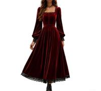 Retro Abendkleid aus für samt Lange Ärmel Damen Retro Abendkleid
