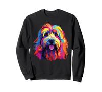 Retro Bearded Collie Dog Tees Unisex Alltag Sweatshirt Multicolored Small Crew Neck Langarm Liebe Bearded Collie Hunde Sweatshirt