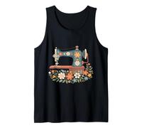 Retro-Blumen-Nähmaschine zum Nähen gesegneter Quilt-Liebhaber Tank Top