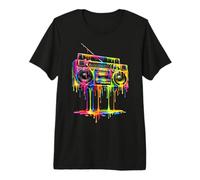 Retro Boombox Drip 1980s Street Art Graphic Premium T-Shirt
